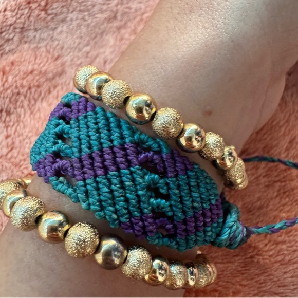 Boho Handmade Macrame Butterfly Bracelet Blue Purple Woven Friendship - Picture 8 of 9